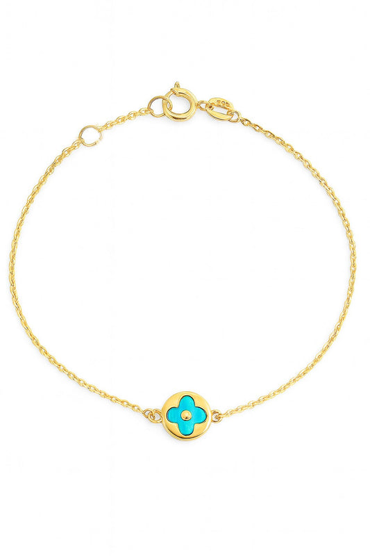 Single Circle Color Stone Clover Bracelet