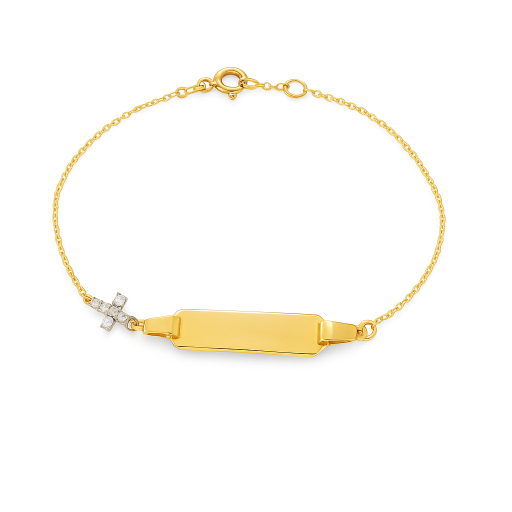 Baby ID bracelet with Cubic Zirconia Accent Cross