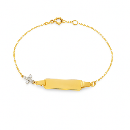 Baby ID bracelet with Cubic Zirconia Accent Cross