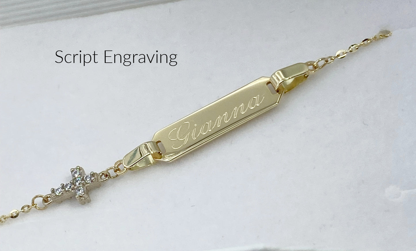 Baby ID bracelet with Cubic Zirconia Accent Cross