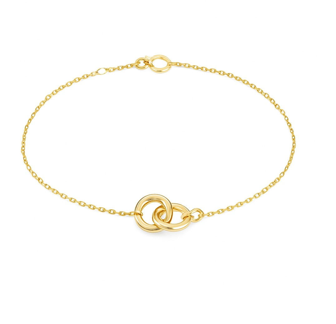 Gold Interlocking Circles Pendant Bracelet