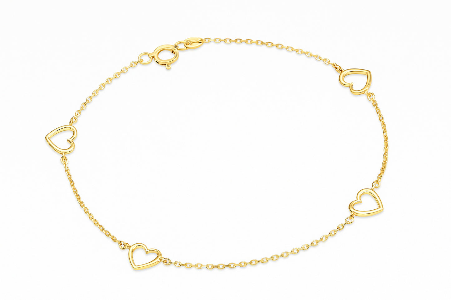 Curved Multiple Open Hearts Bracelet