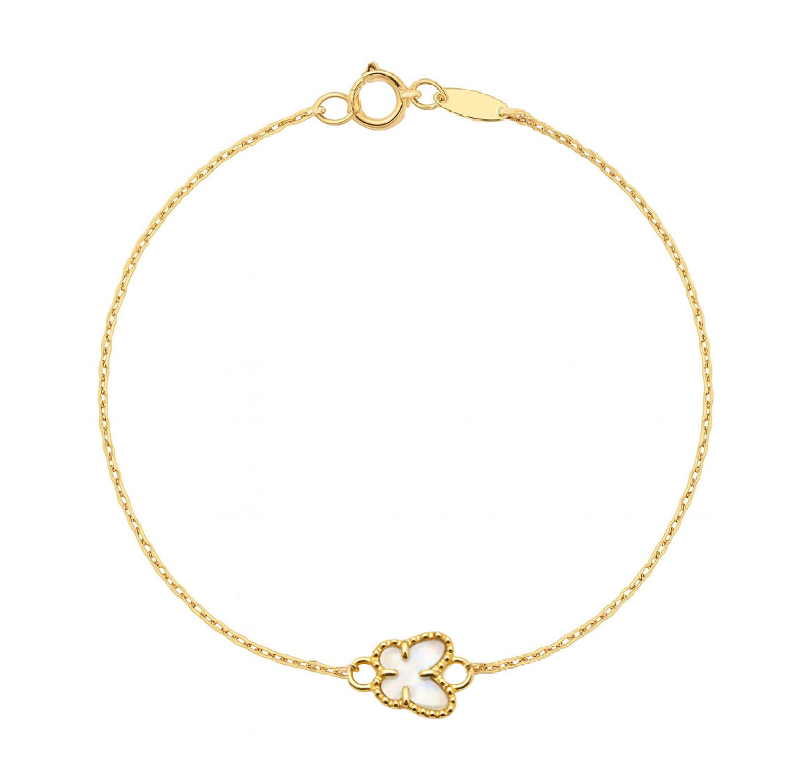 Mini Beaded Border Single Mother of Pearl Butterfly Bracelet