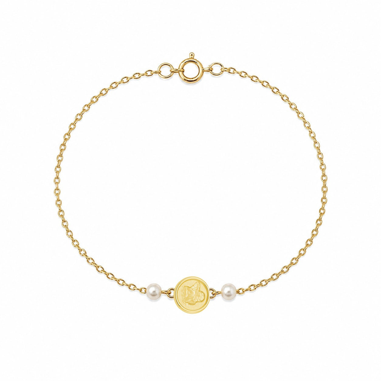Miniature Angel Medal with Pearls Bracelet