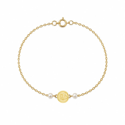 Miniature Angel Medal with Pearls Bracelet