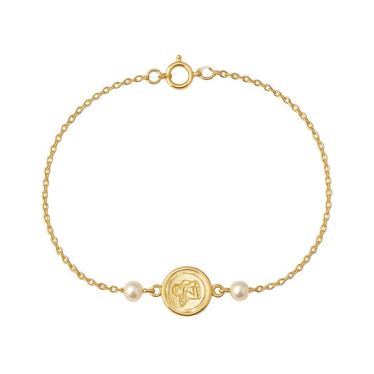 Small Angel Medal with Pearls Bracelet
