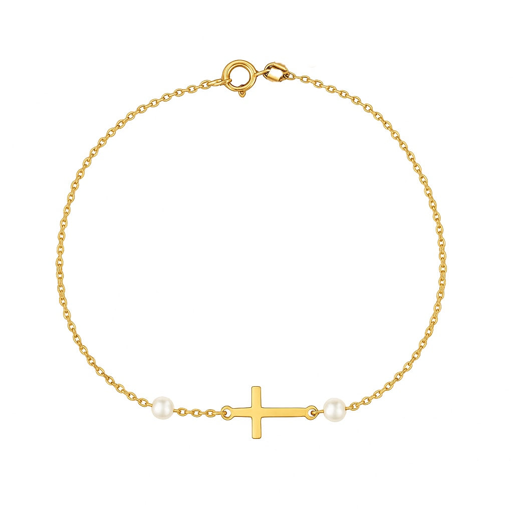 Small Cross with Pearls Bracelet