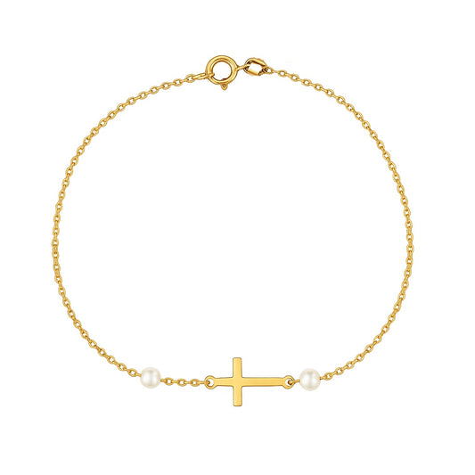 Small Cross with Pearls Bracelet