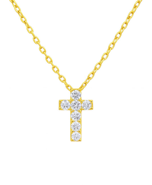 Petite Cubic Zirconia Cross Necklace
