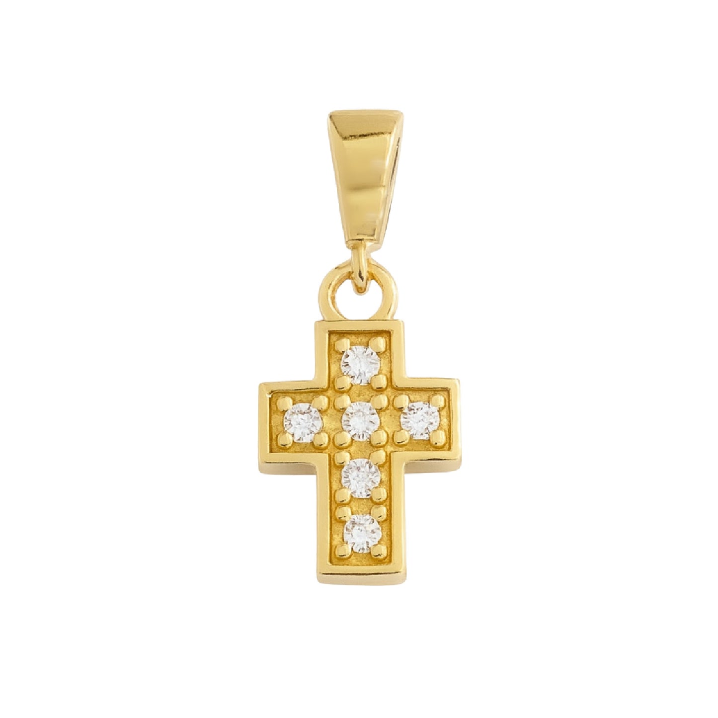 Petite Square Pave Cubic Zirconia Cross Pendant