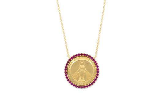 Round Color Stone Miraculous Necklace 14K Gold
