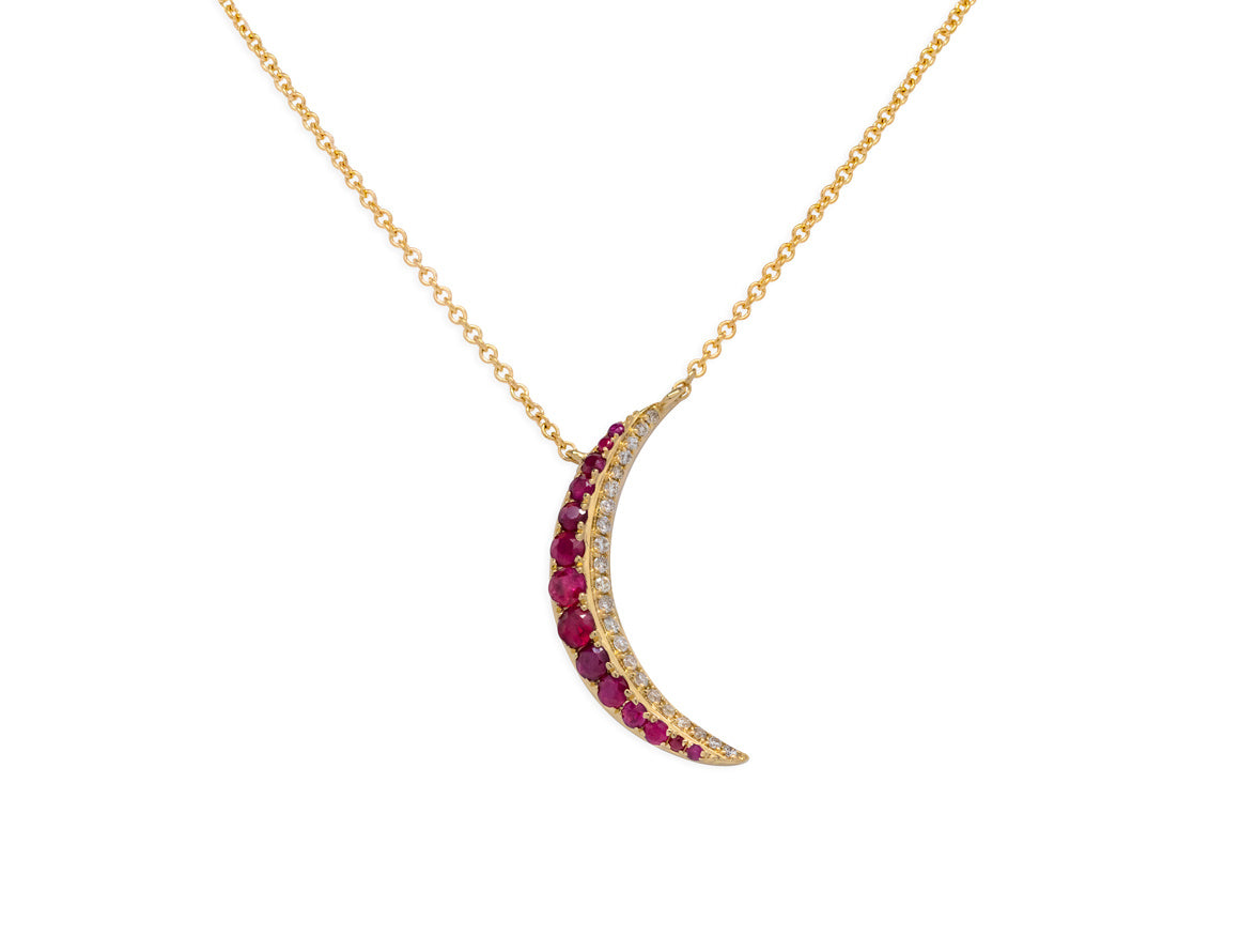 Crescent Color Stone and Diamond Moon