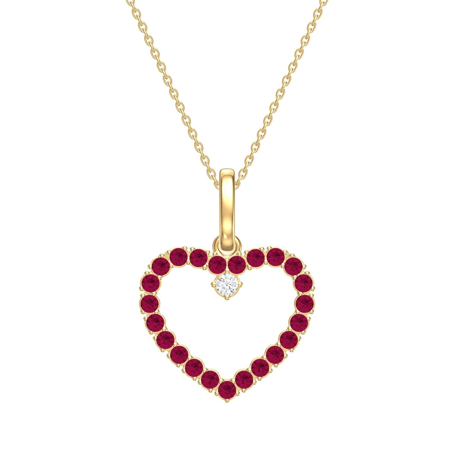 Color Stone Open Heart with Diamond Necklace
