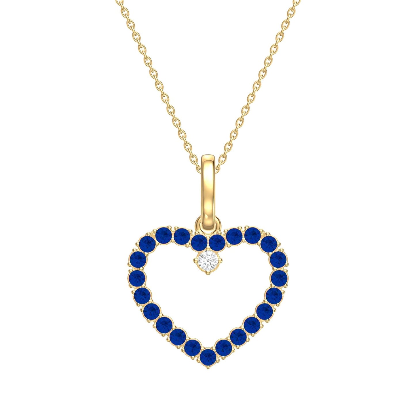 Color Stone Open Heart with Diamond Necklace