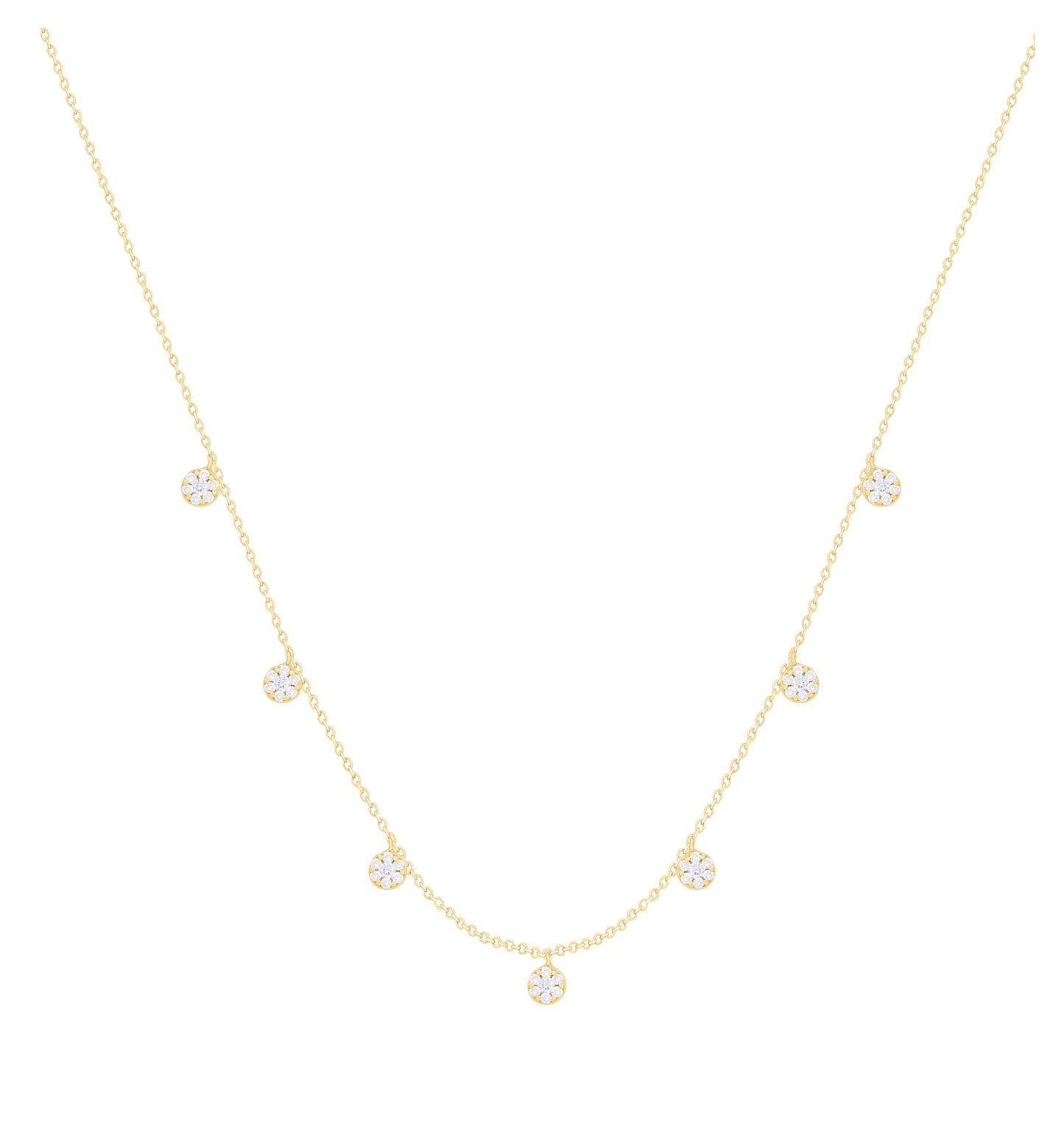 Diamond Pave Circle Station Dangle Necklace