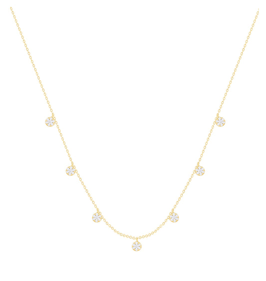 Diamond Pave Circle Station Dangle Necklace