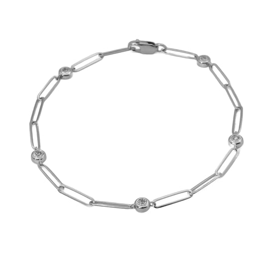 Diamond Bezel Paperclip Bracelet
