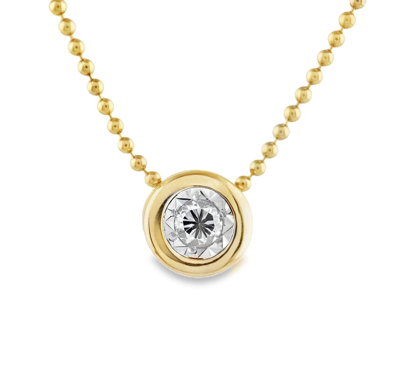 Solitaire Bezel Diamond Illusion Pendant Necklace
