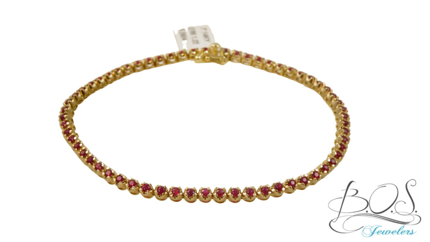 14K 7" Gold Color Stone Tennis Bracelet
