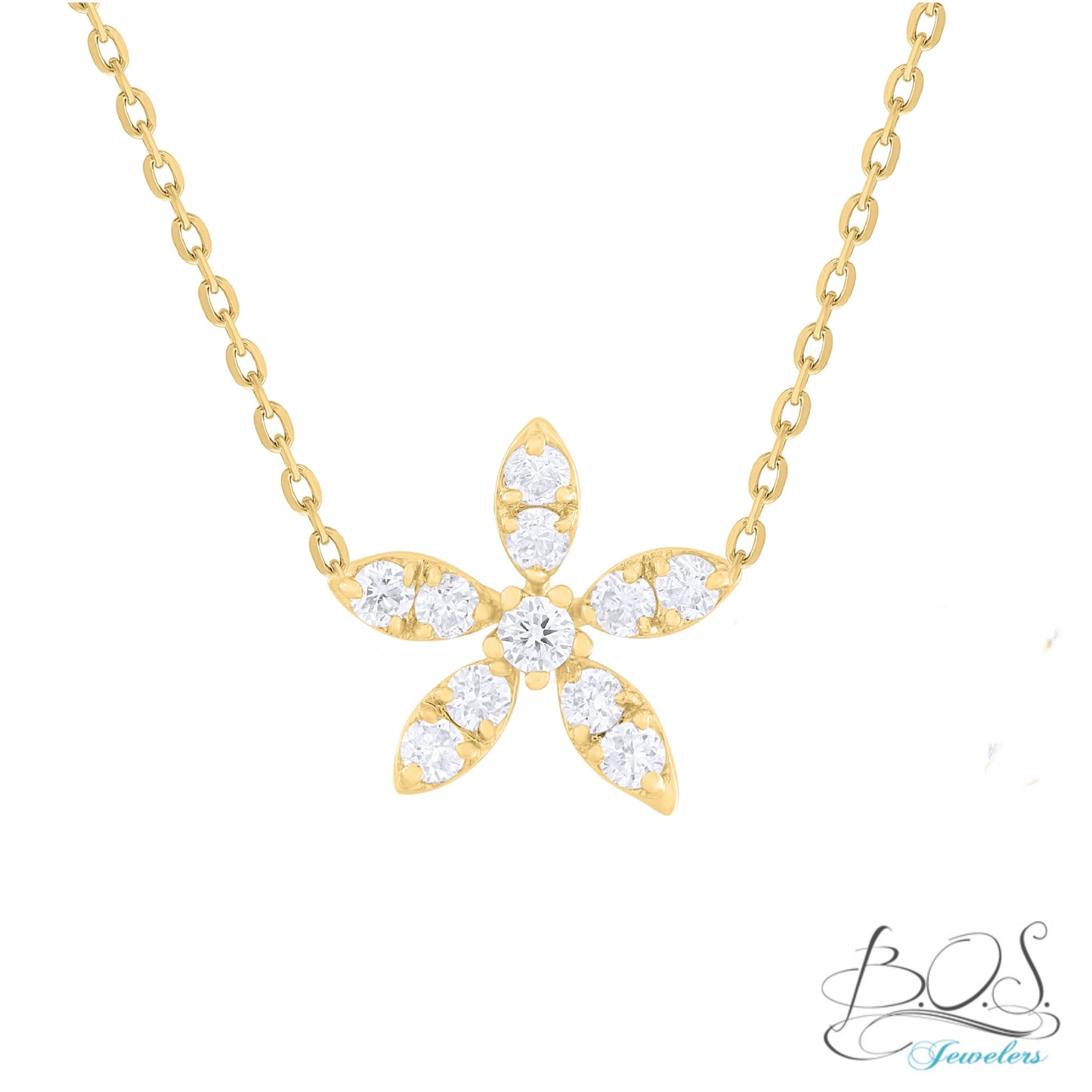 14K Gold Diamond Lotus Necklace