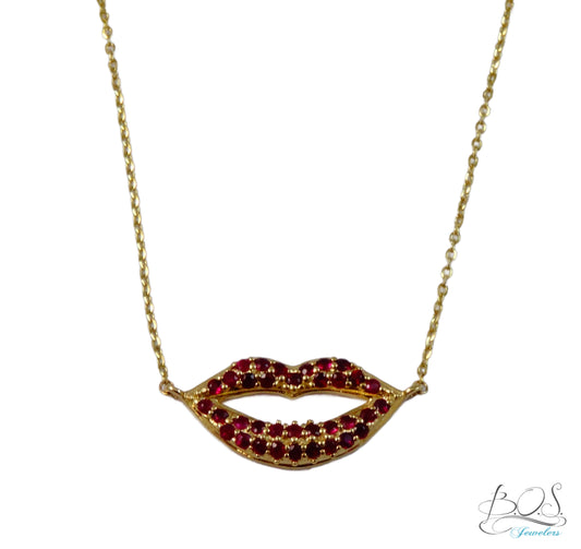 14K Gold Red Ruby Lips