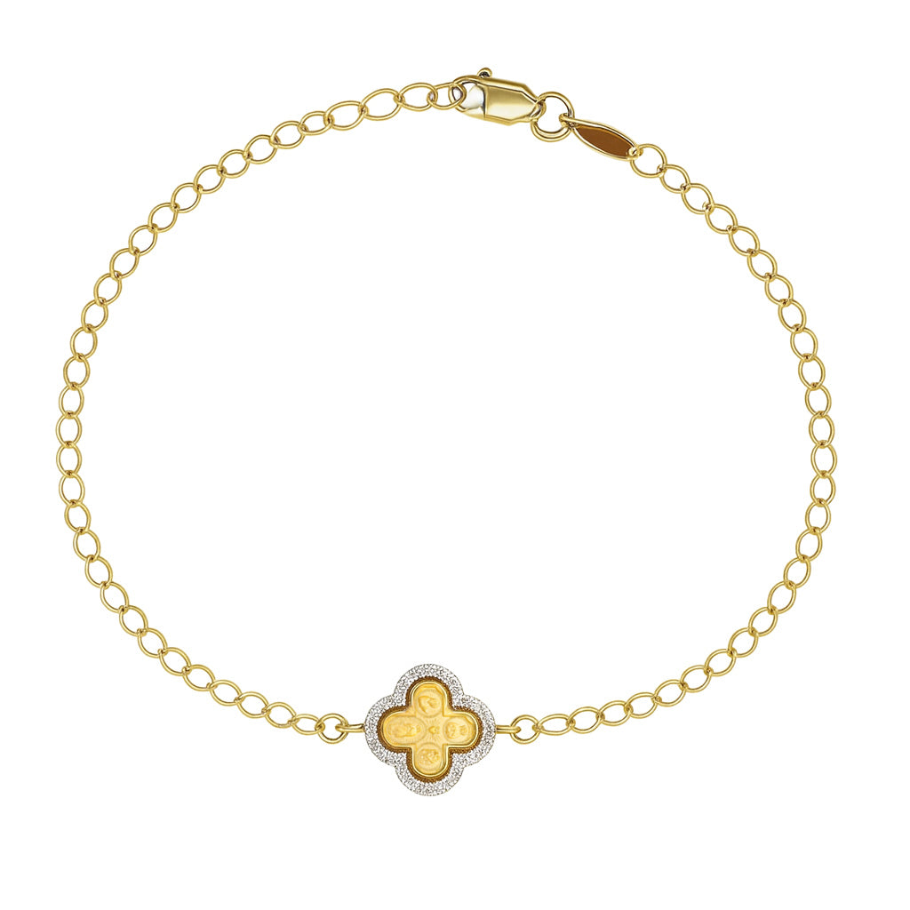 Mini Diamond Four Way Medal Cross Bracelet