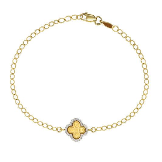 Mini Diamond Four Way Medal Cross Bracelet