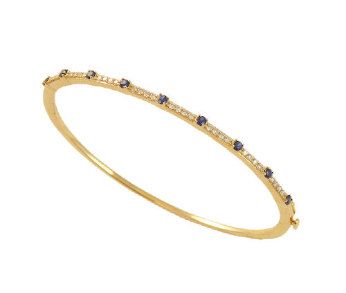 Blue Sapphire, Emerald or Ruby with Diamond Bangle