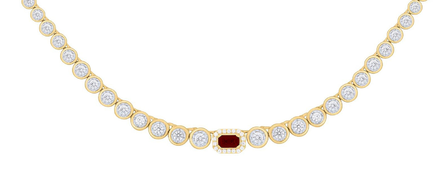 Single Color Stone Diamond Bezel Tennis Necklace
