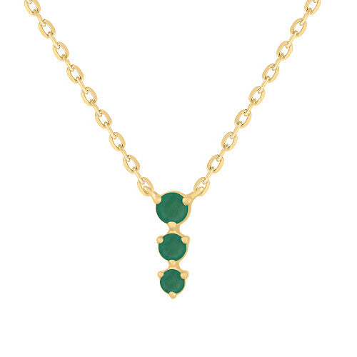 14K Gold Three Color Stone Necklace
