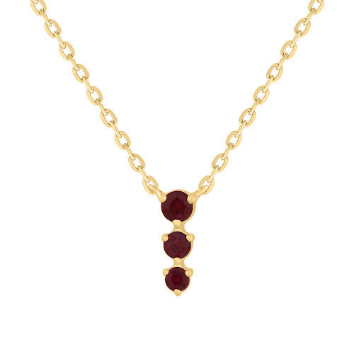 14K Gold Three Color Stone Necklace