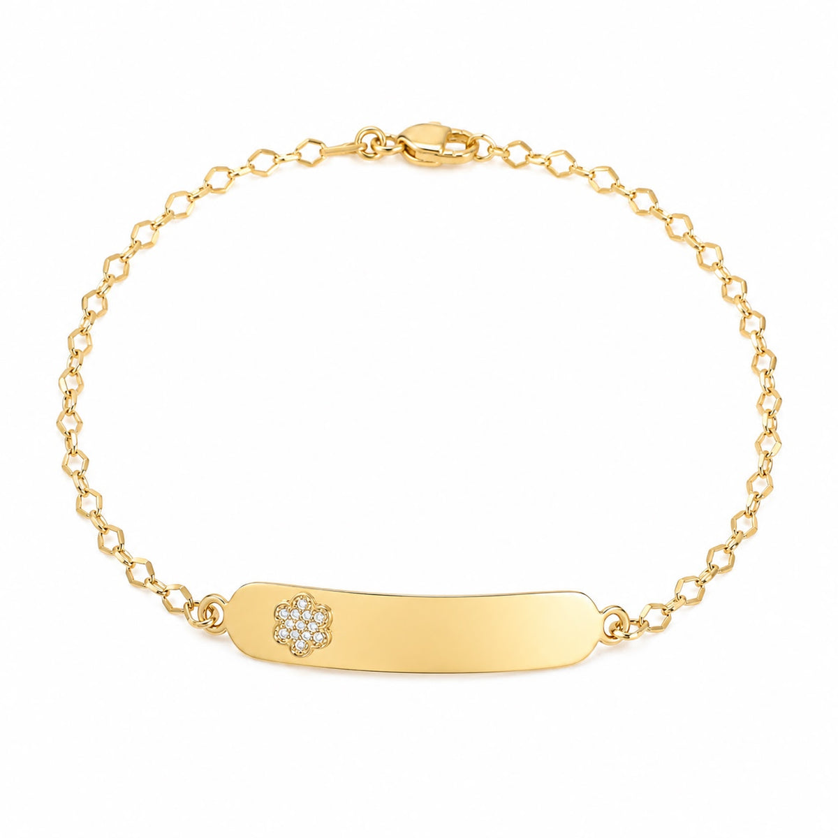 Baby ID Bracelet with Natural Diamond Flower