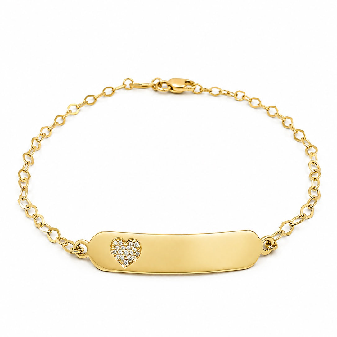 Baby ID Bracelet with Natural Diamond Heart