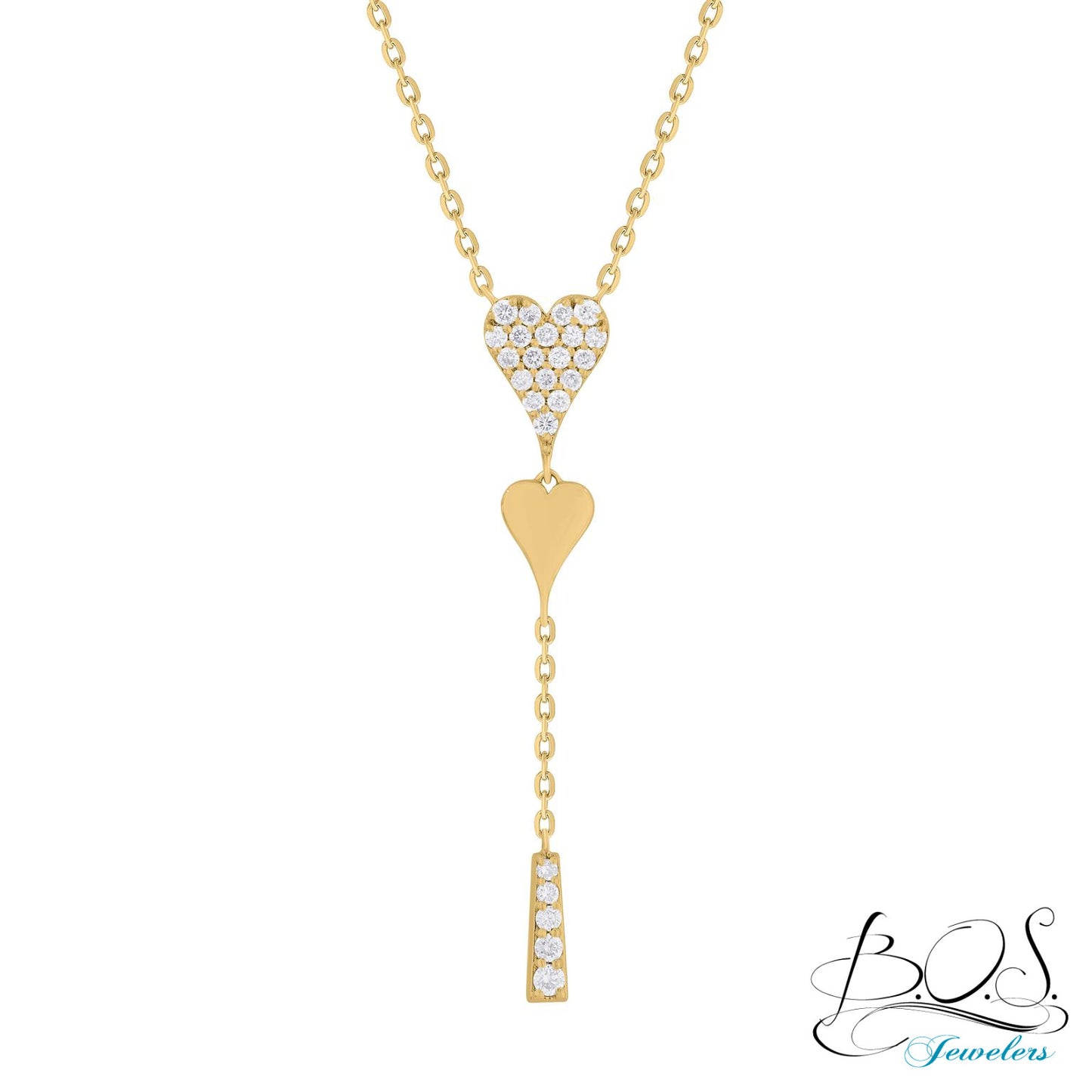 14K Gold Diamond Heart Lariat Necklace