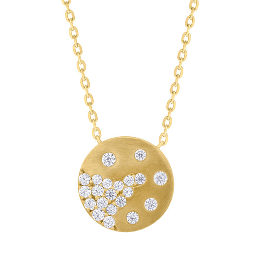 Diamond Sequence Satin Circle Pendant Necklace