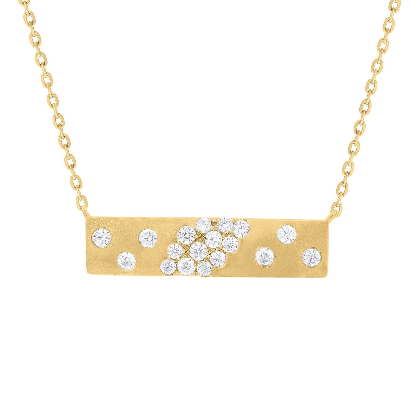 14K Gold Bar Necklace with Diamonds