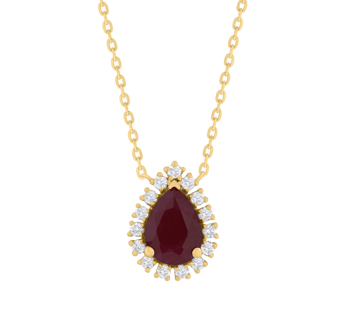 14K Gold Pear Shape Ruby with Diamonds Gift Set