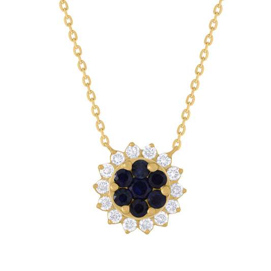 Cluster Color Stone and Diamond Necklace