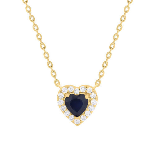14K Gold Diamond and Blue Sapphire Heart Gift Set