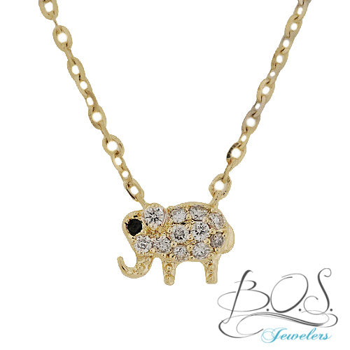 14K Gold Miniature Diamond Elephant Necklace