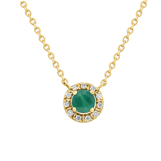 Round Halo Color Stone and Diamond Necklace