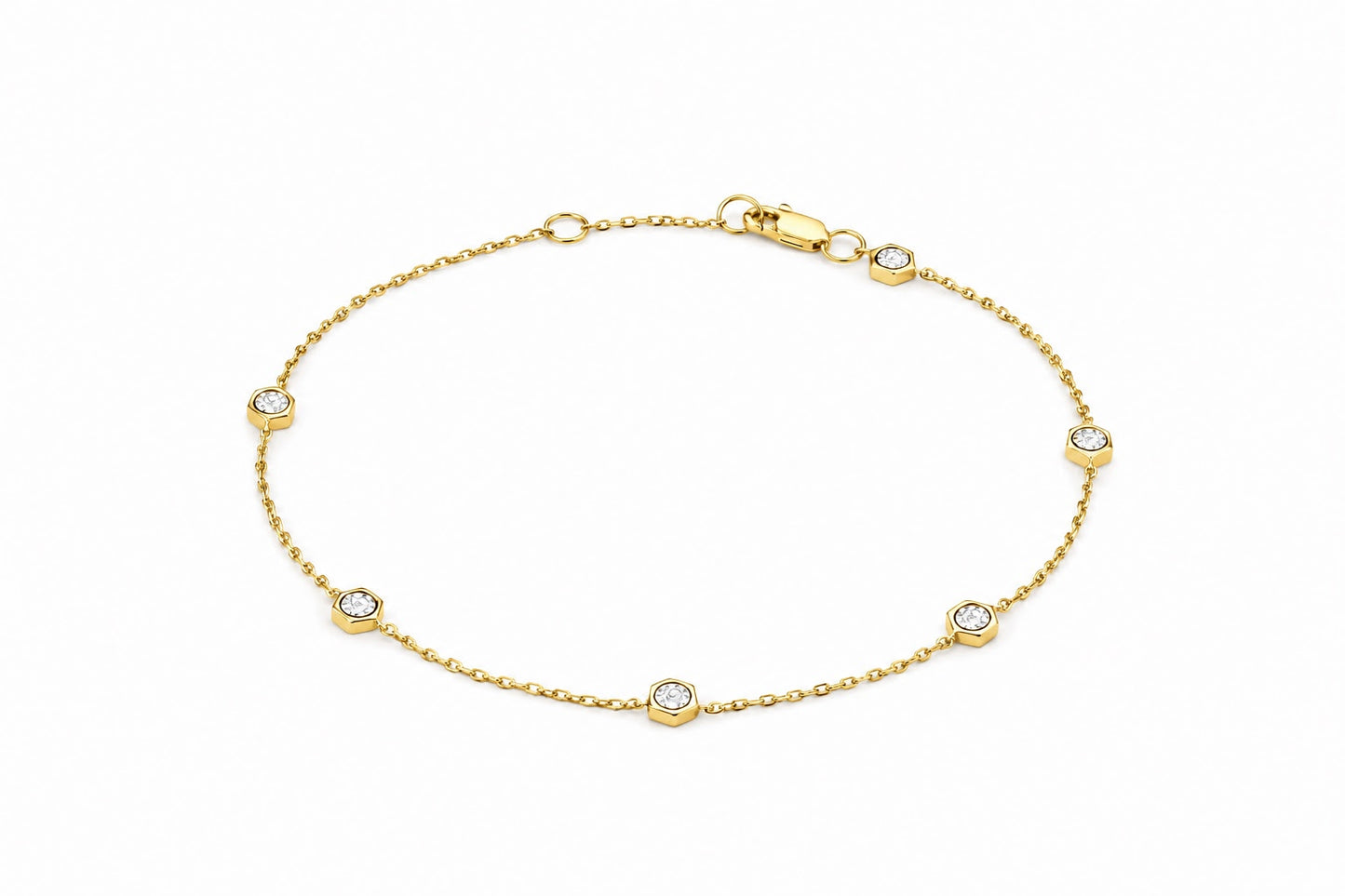 Bezel Set Diamond Station Bracelet