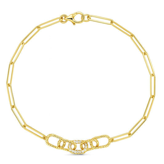 Diamond Linked Paperclip Bracelet