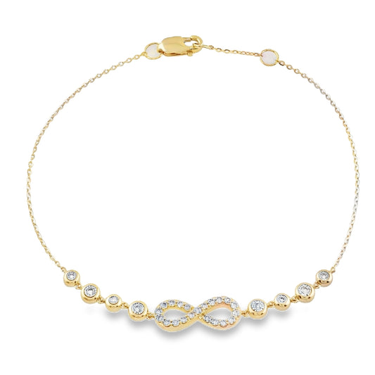Endless Elegance: 14K Gold Diamond Infinity & Bezel Bracelet