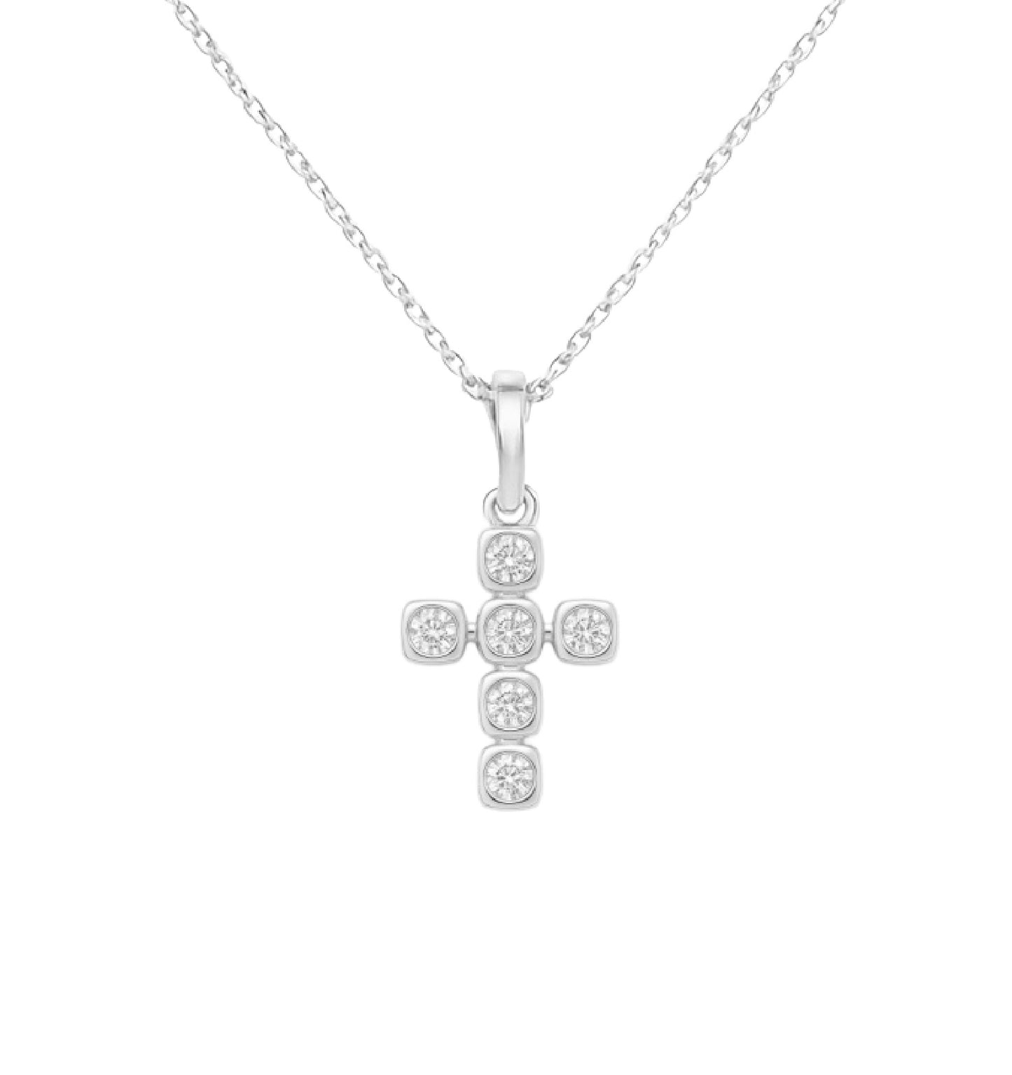 Diamond Square Cross Necklace