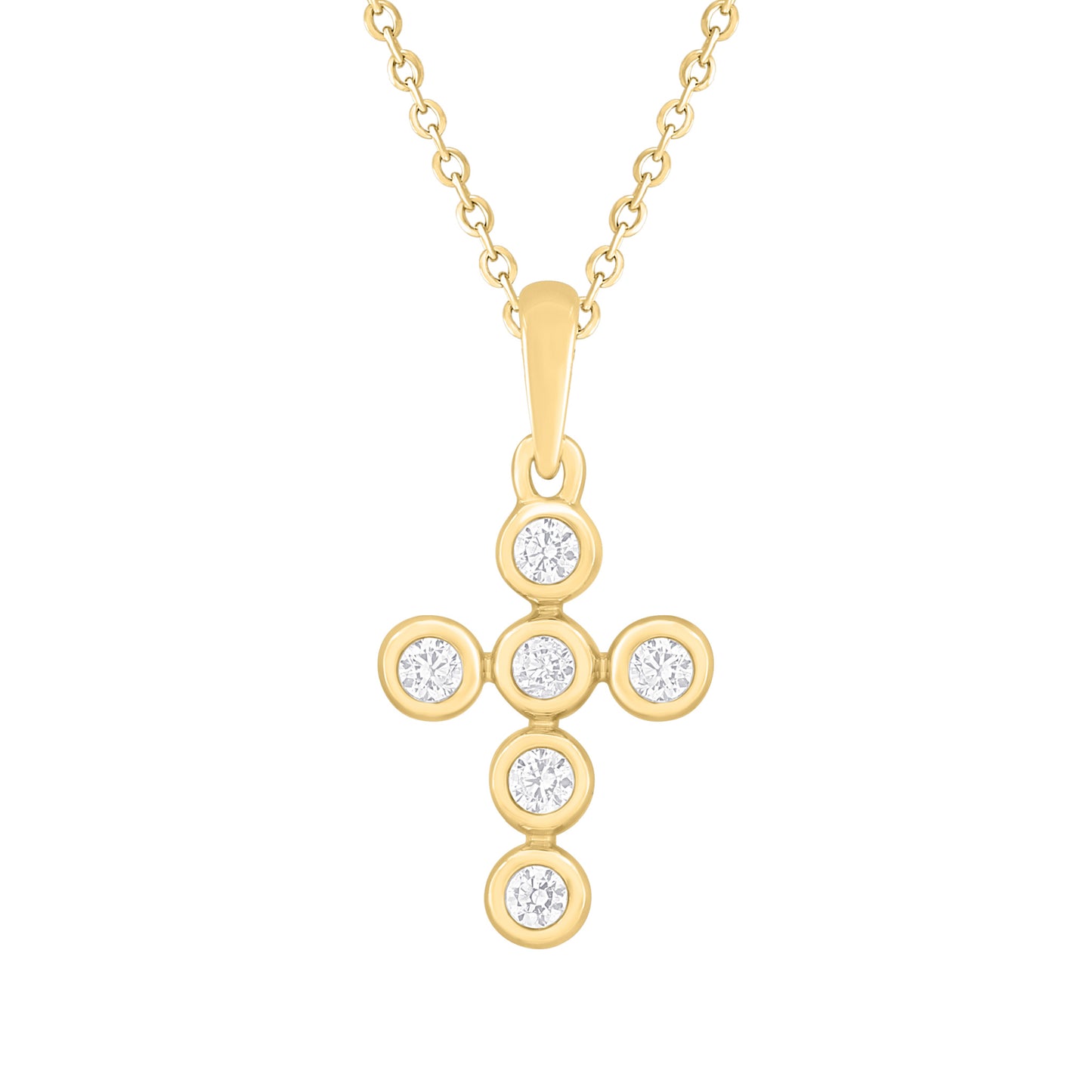 Bezel Diamond Cross Necklace