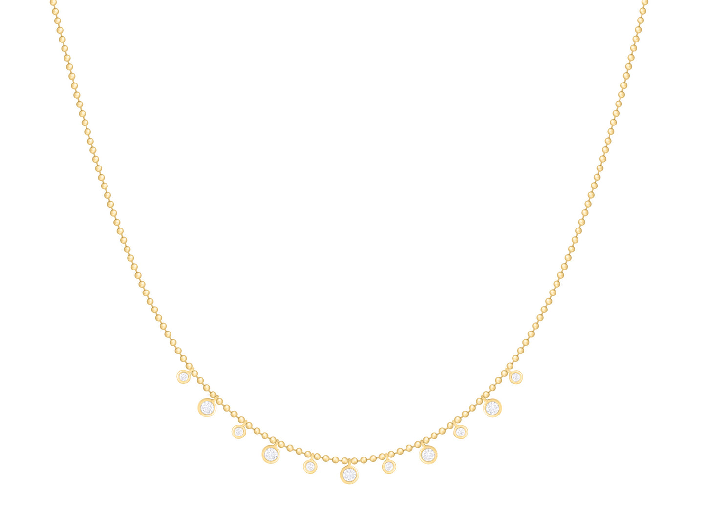 Playful Bezel Diamond Drops Necklace