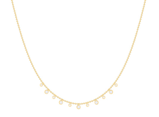 Playful Bezel Diamond Drops Necklace