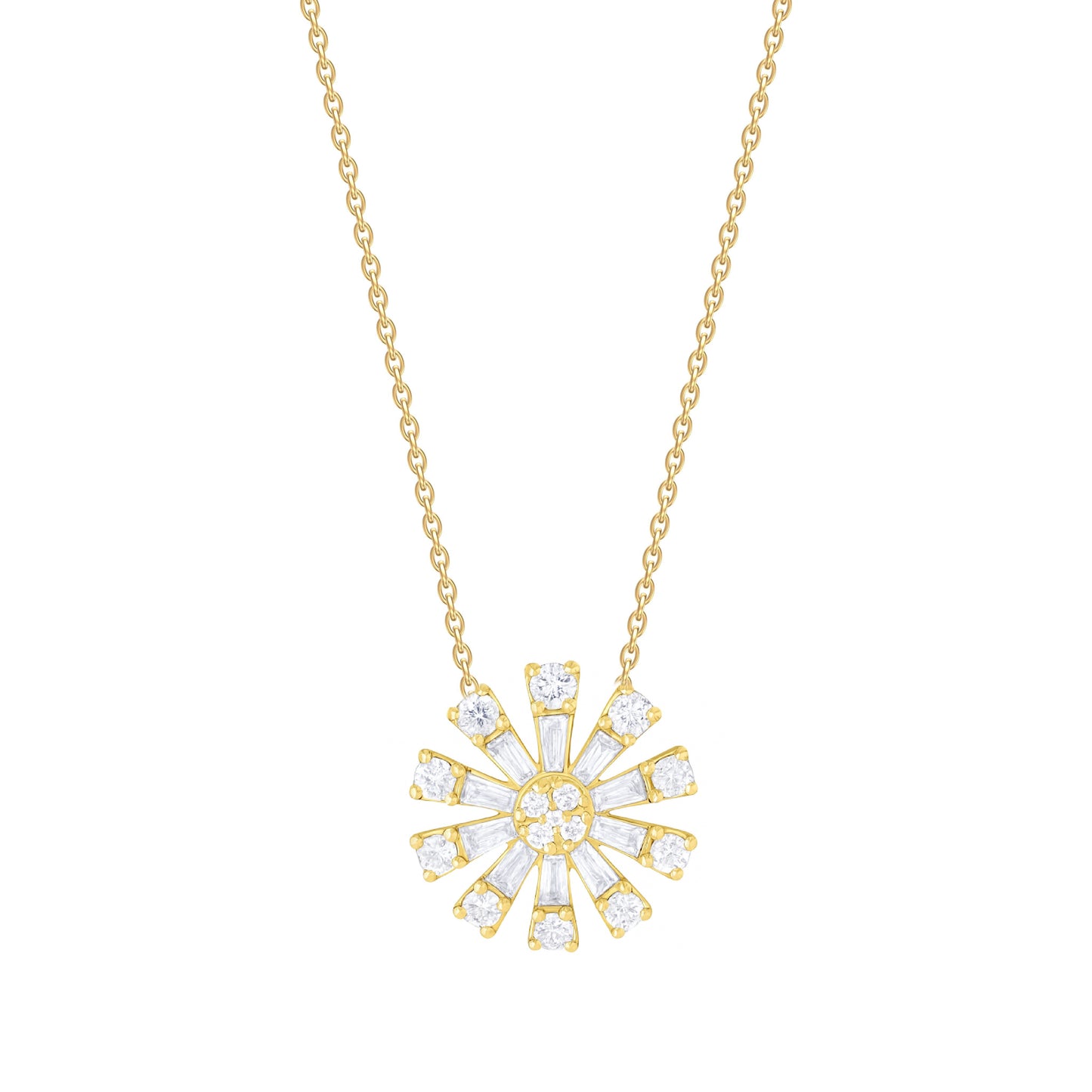 Diamond Baguette Flower Pendant