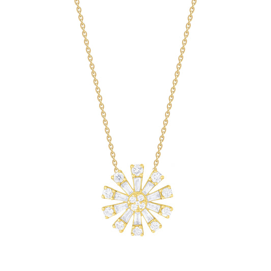Diamond Baguette Flower Pendant